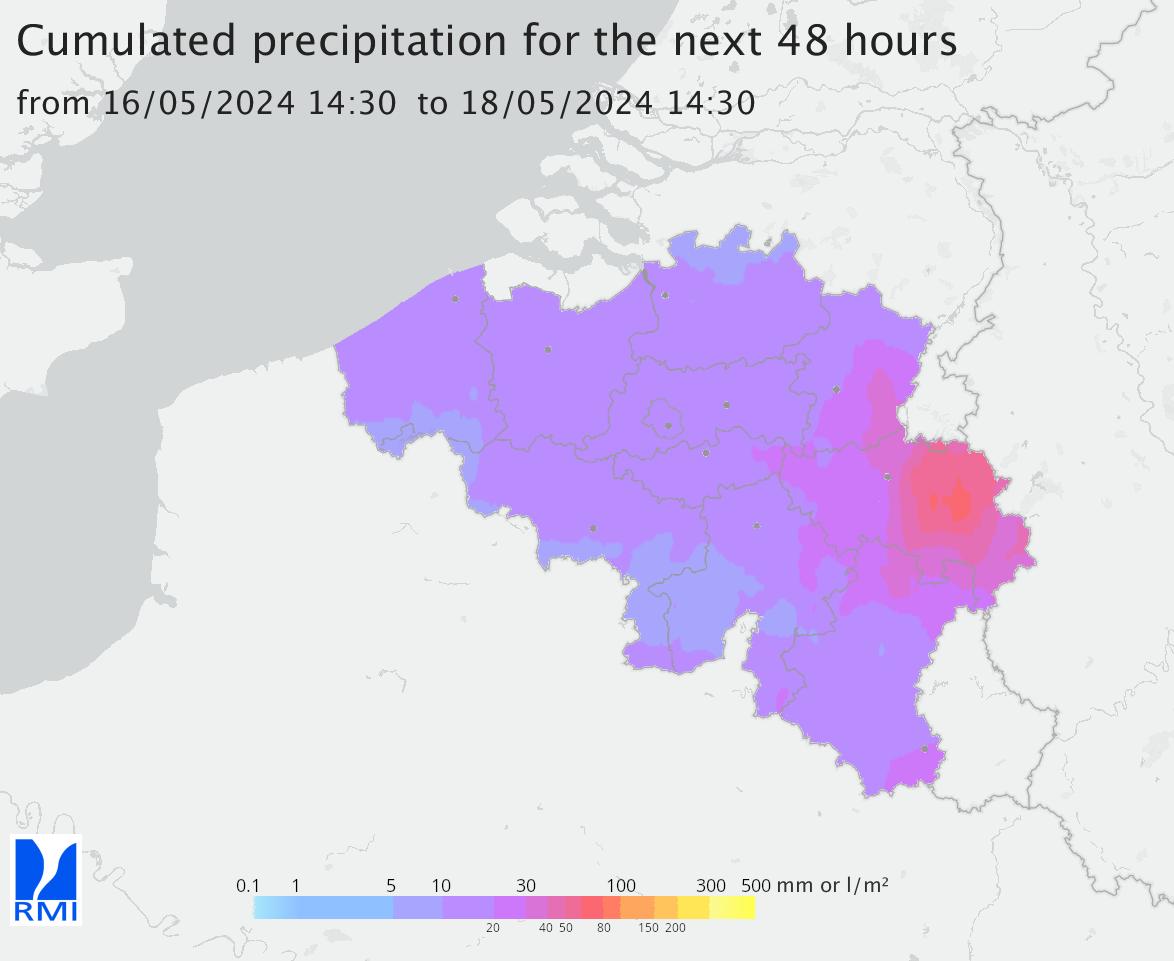 forecasted accumulated precipitation for the next 48 hours