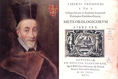 Libert Froidmont (1587-1653) et la page titre de son œuvre “Meteorologicorum Libri Sex” , édition publiée chez Plantin-Moretus à Anvers en 1646.