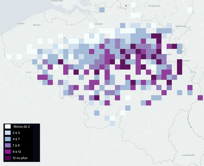 Voici la répartition des épaisseurs de neige en cm à partir des observations que vous nous avez envoyé via notre app mobile.